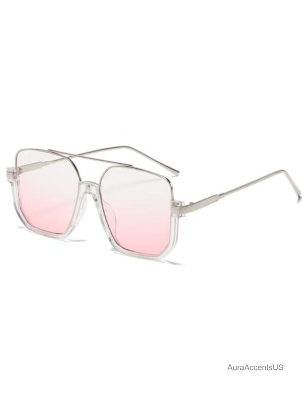 Oversize Pilot Sunglasses Square Semi-Rimless UV400 Retro Aviator Shades